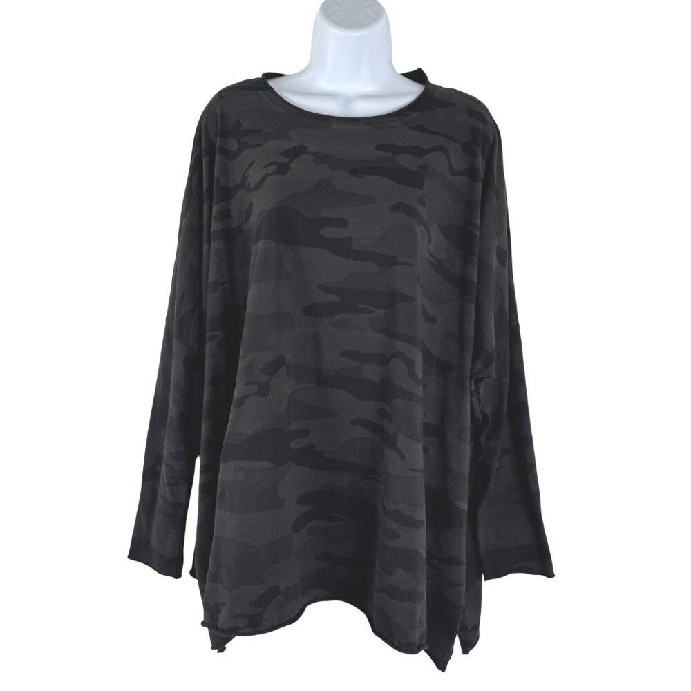 Planet‎ By Lauren Grossman Camo Top One Size Pima Cotton Long Sleeve TP-3111
